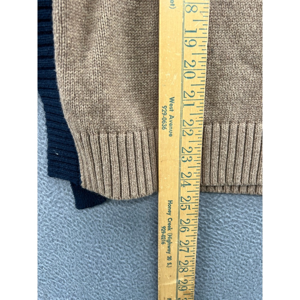 Maeve Anthropologie Colorblock Chevron Tie Side Sweater Vest Navy Tan XS/S - Picture 5 of 10
